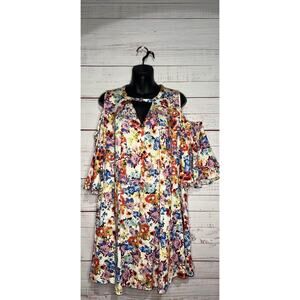 Umgee Floral Cold Shoulder Tunic Tank Small | New Without Tags